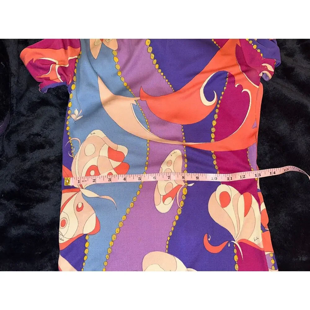 EMILIO PUCCI CUSTOM UNFINISHED VINTAGE SILK PRINT DRESS - Picture 8 of 16